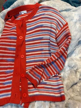 Ecowish Red, White & Blue Knit Cardigan